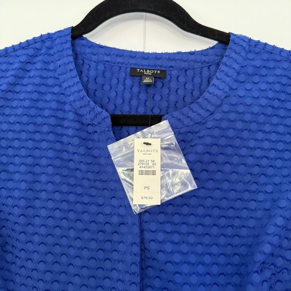 Talbots Blue Buttoned Mandarin Collar Blouse - Picture 2 of 4